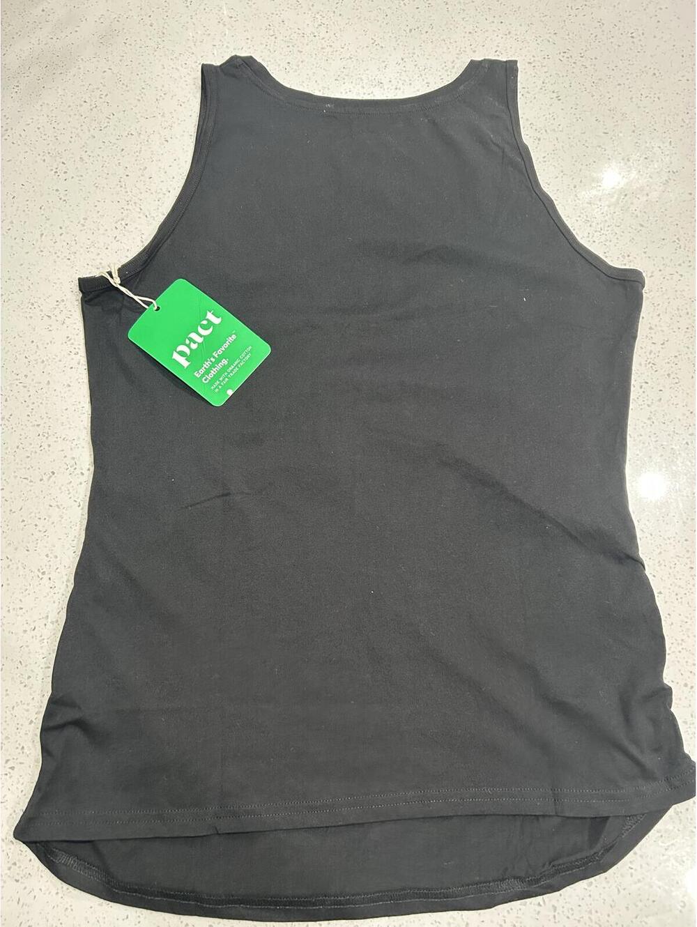 Pact Organic Cotton Black Maternity Ruched Tank Top NWT Large - Picture 4 of 9